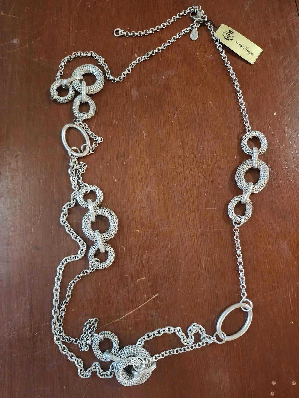 Premier Designs Silver-Tone Textured Link Necklace